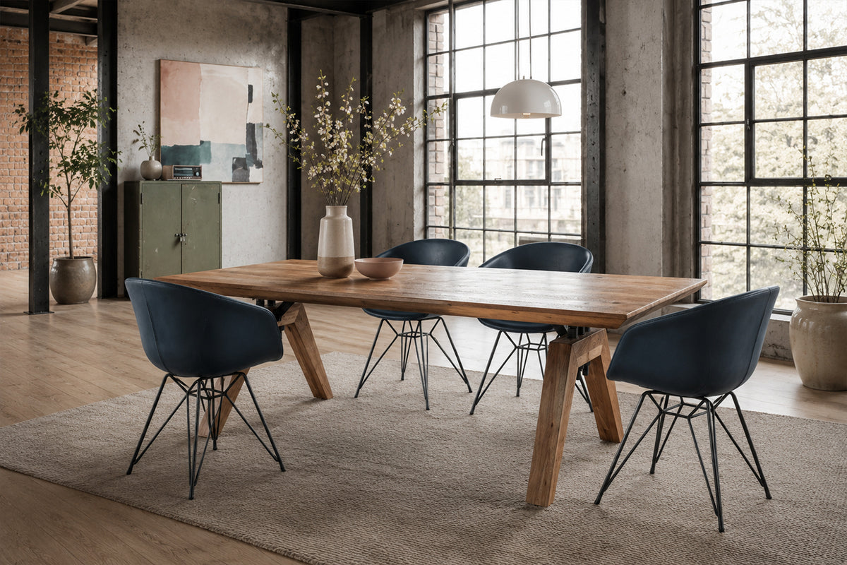 4x KAWOLA Stuhl DANI Esszimmerstuhl Vierfuß Kunstleder blau