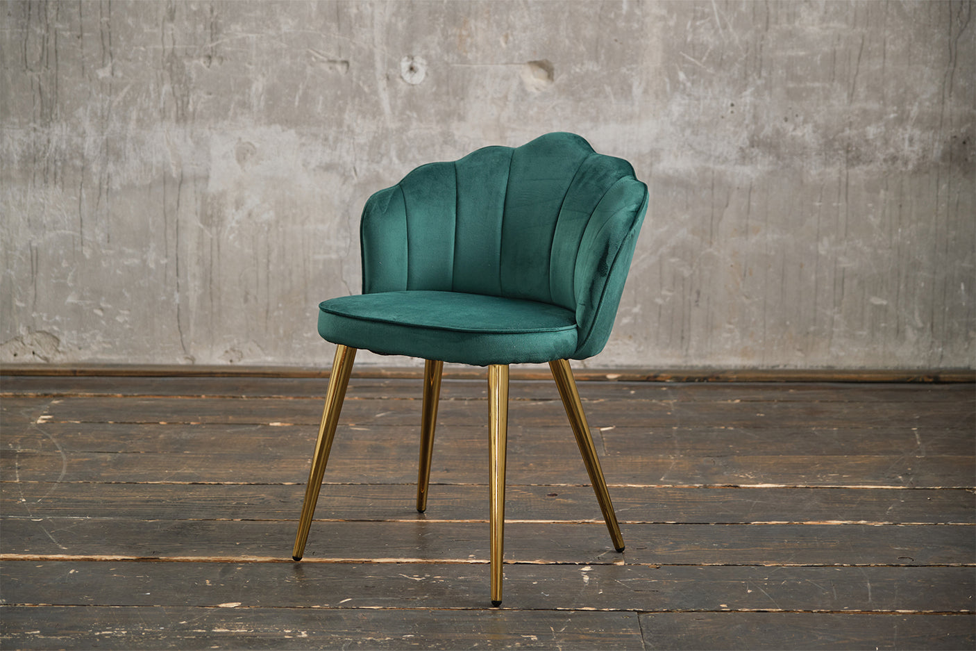 Producto de 2a oportunidad: silla KAWOLA SALLY, silla de comedor, terciopelo verde, patas doradas