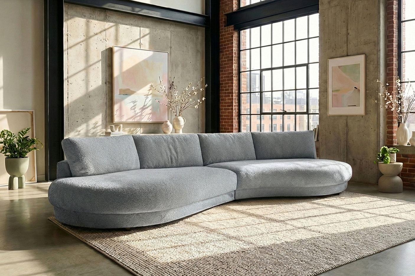 KAWOLA Big Sofa PADANA Stoff grau