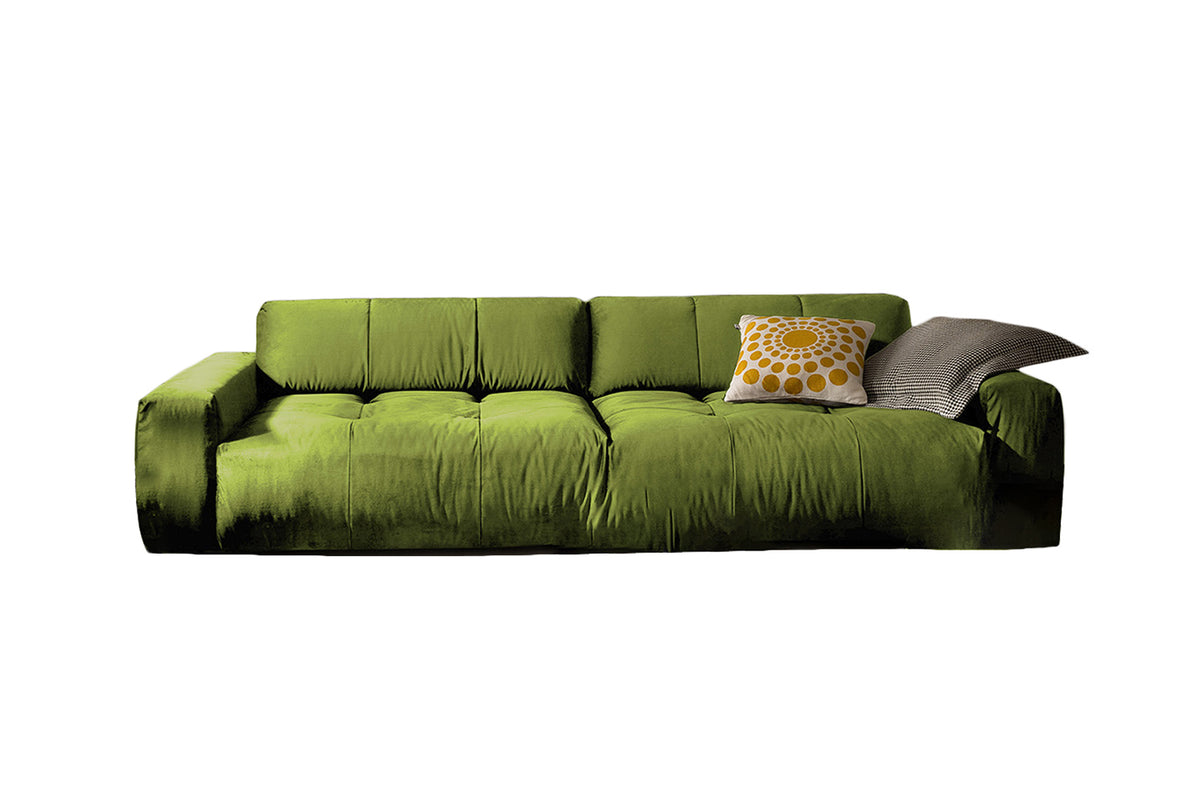 B-Ware KAWOLA Big Sofa PALACE 3-Sitzer mit Sitztiefenverstellung Velvet green