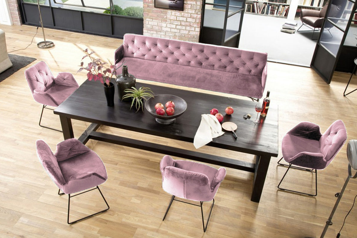 B-Ware KAWOLA Esszimmerbank CHARME Velvet rosa 186cm