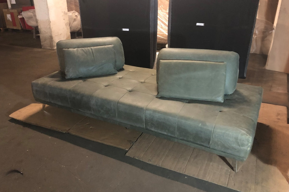 B-Ware KAWOLA Sofa WIOLO Schlafsofa Daybed Leder moosgrün