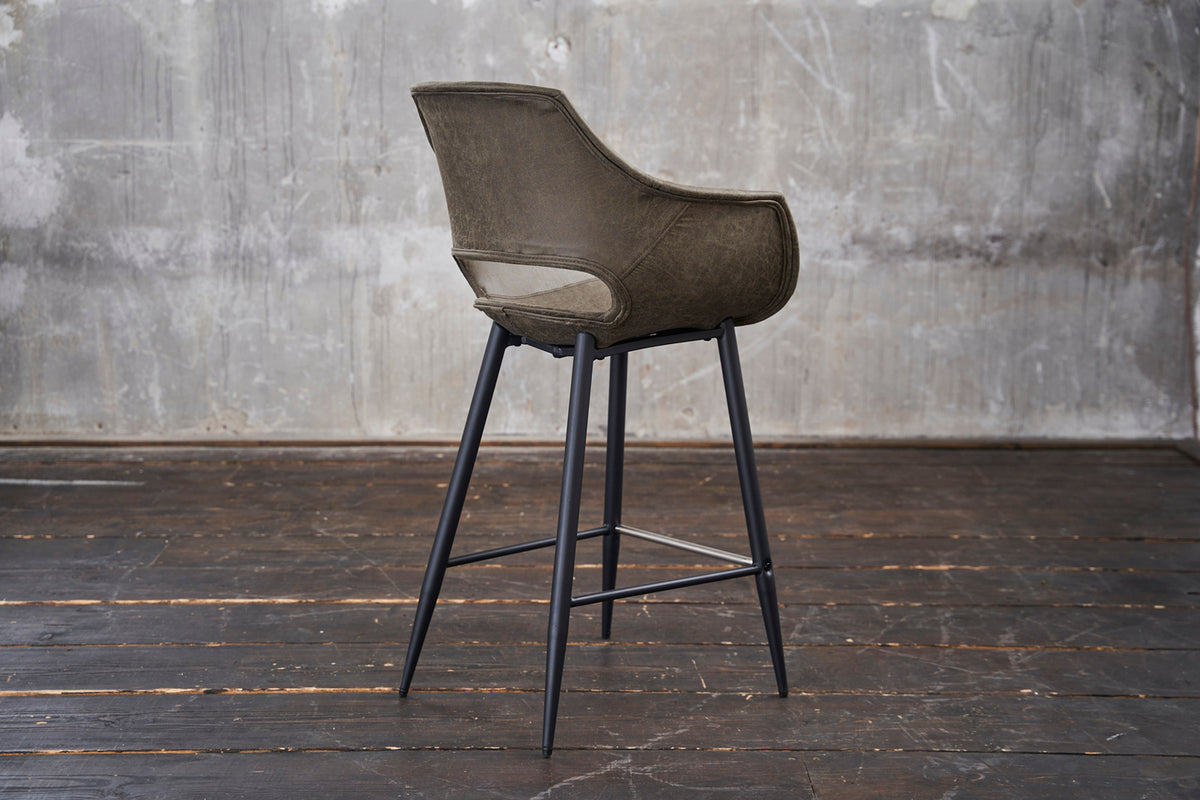 KAWOLA Barhocker ZAJA Barstuhl Sitzhöhe 76 cm Microfaser oliv