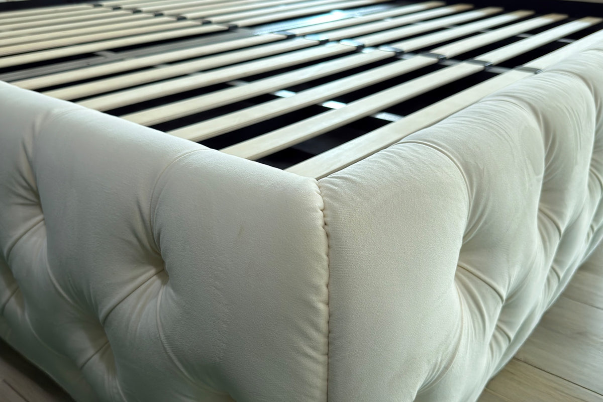 KAWOLA Bett BERTINI Polsterbett Velvet creme mit Lattenrost