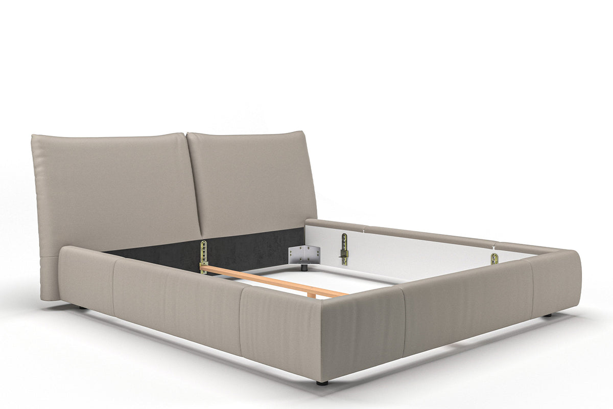 KAWOLA Bett HENRY Polsterbett Leder hellgrau