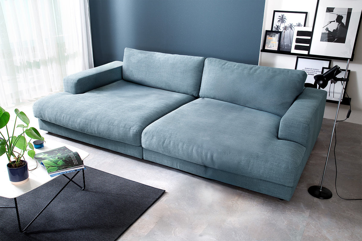 KAWOLA Big Sofa MADELINE Stoff petrol, 290 x 170, ohne Holztablett