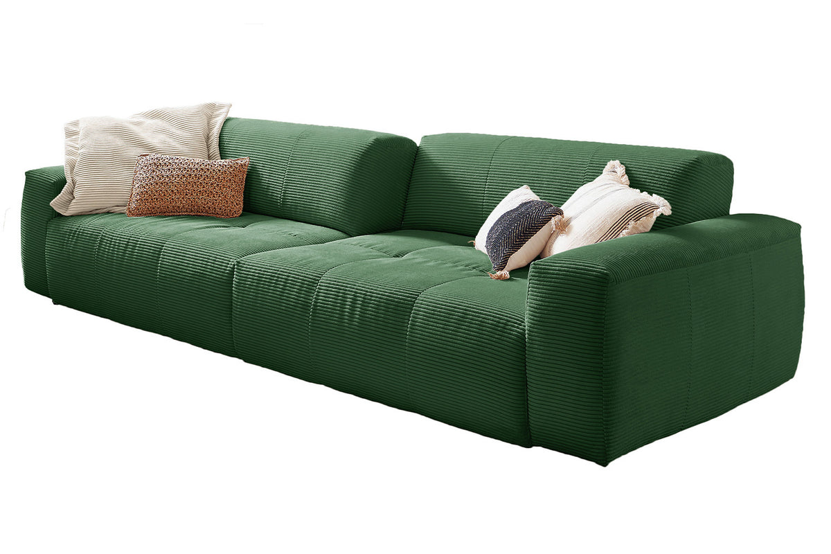 KAWOLA Big Sofa PALACE 3-Sitzer mit Sitztiefenverstellung Cord smaragd