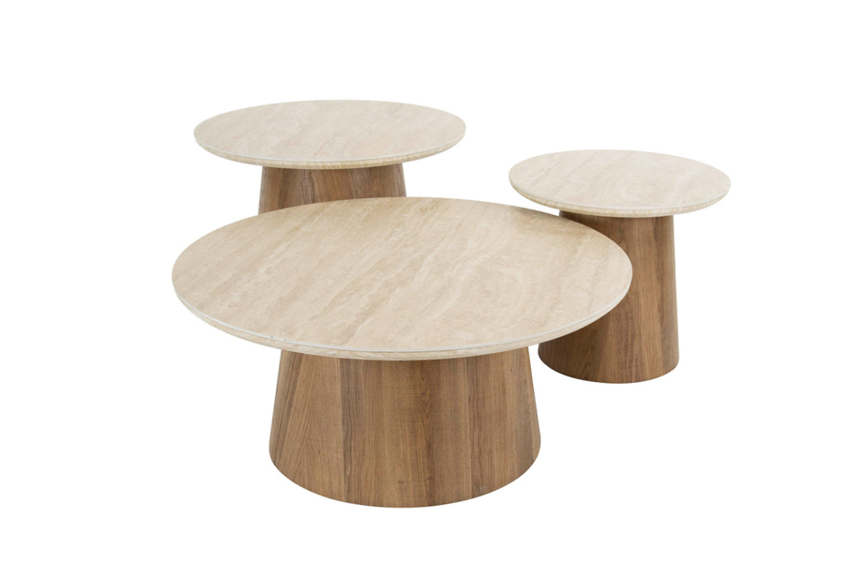 KAWOLA Couchtisch PRETO Set 3-tlg. Keramik weiß