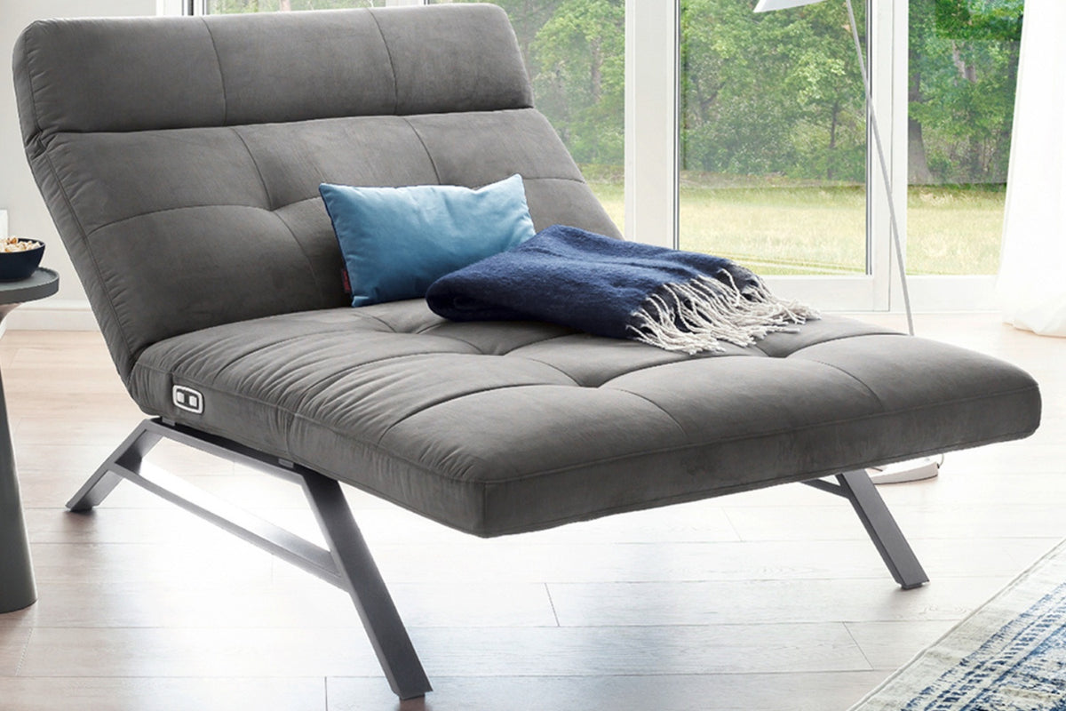 KAWOLA Doppelliege AMERIVA Relaxliege Maxi Velvet grau