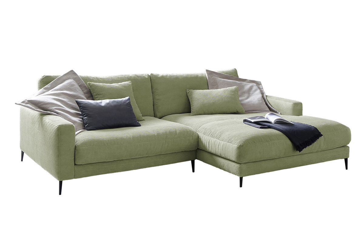 KAWOLA Ecksofa CARA Sofa Cord olivgrün