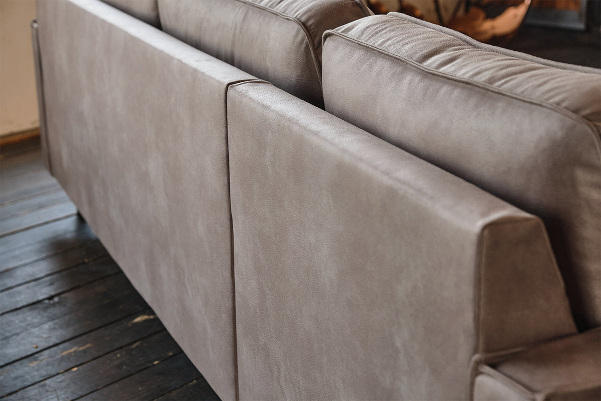 KAWOLA Ecksofa VILNIUS 3-Sitzer mit Longchair Lederfaserstoff anthrazit