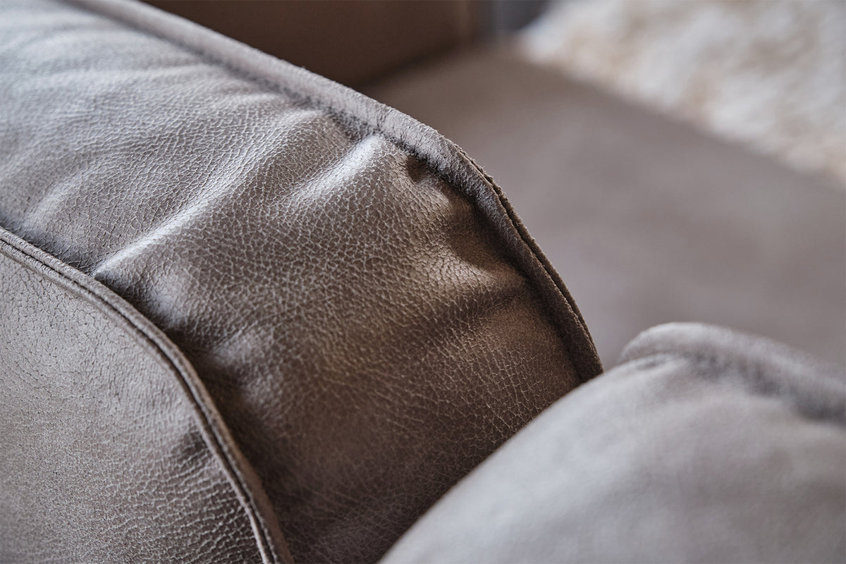 KAWOLA Ecksofa VILNIUS 3-Sitzer mit Longchair Lederfaserstoff anthrazit