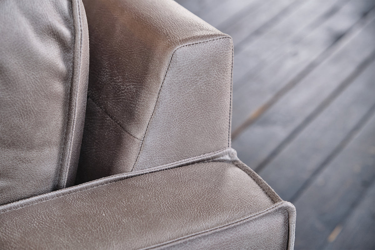 KAWOLA Ecksofa VILNIUS 3-Sitzer mit Longchair Lederfaserstoff anthrazit