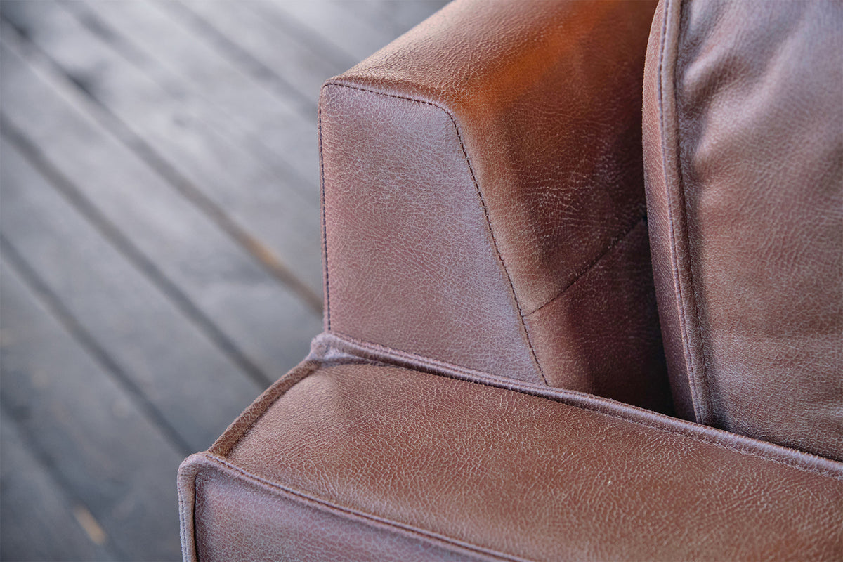 KAWOLA Ecksofa VILNIUS 3-Sitzer mit Longchair Lederfaserstoff cognac