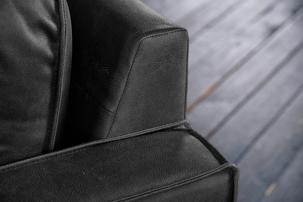 KAWOLA Ecksofa VILNIUS 3-Sitzer mit Longchair Lederfaserstoff schwarz