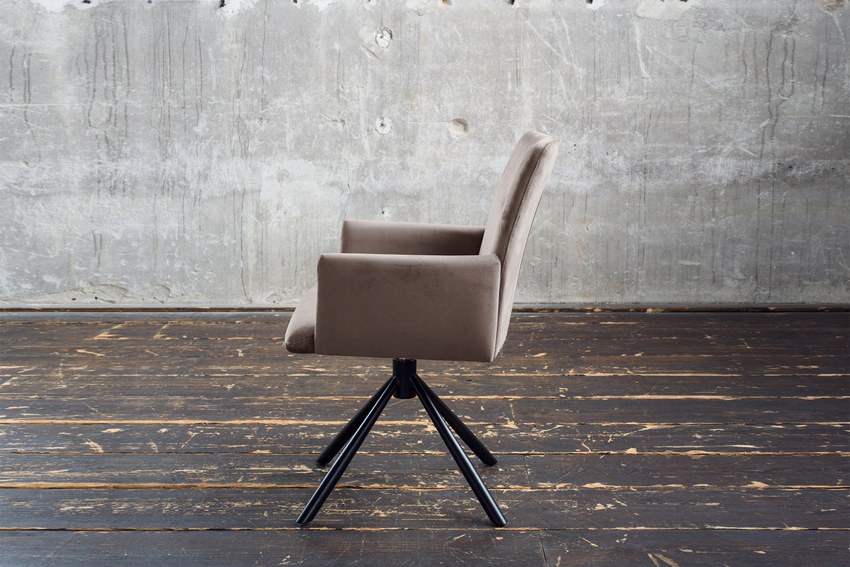 KAWOLA Esszimmerstuhl KYRA Drehstuhl Velvet taupe