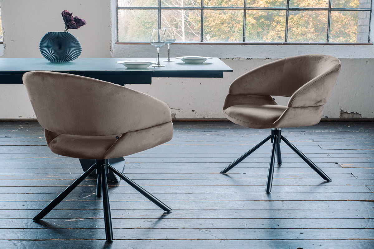 KAWOLA Esszimmerstuhl LARA Drehstuhl Velvet taupe