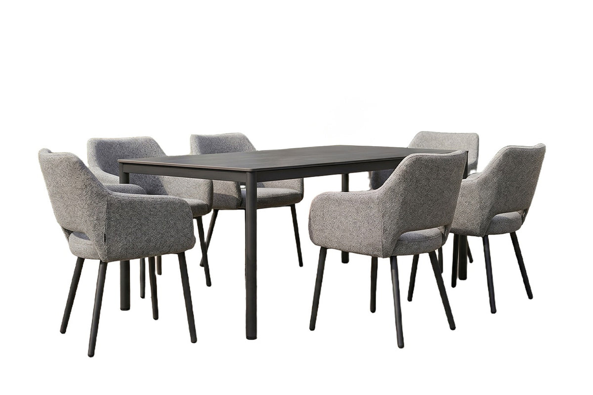 KAWOLA Gartenmöbel Set AMUR 7-tlg. Aluminium grau
