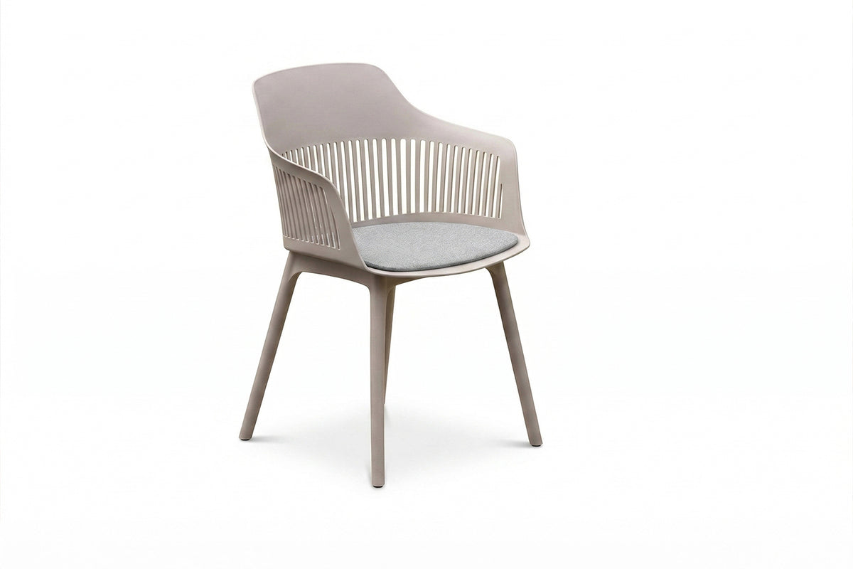 KAWOLA Gartenstuhl ALTEA Outdoor Kunststoff beige mit Kissen