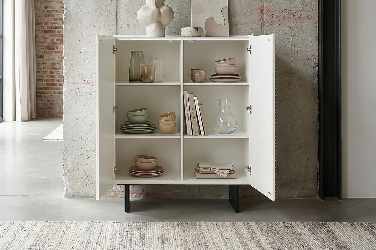 KAWOLA Highboard LYNN 2 Türen lackiert weiß