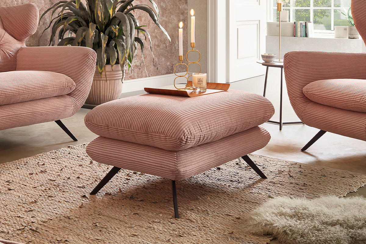 KAWOLA Hocker CHARME Hockerbank Cord rosa