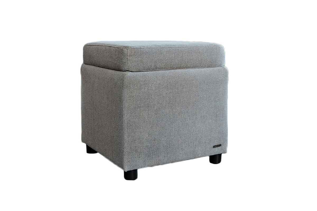 KAWOLA Hocker mit Stauraum IDA Stoff grau