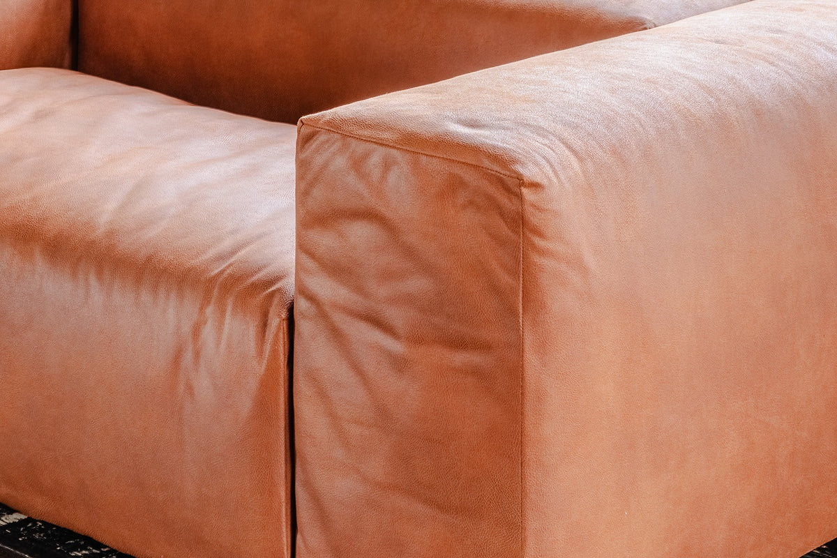 KAWOLA Loveseat MIA Modularer Sessel 4-tlg. Lederfaserstoff cognac