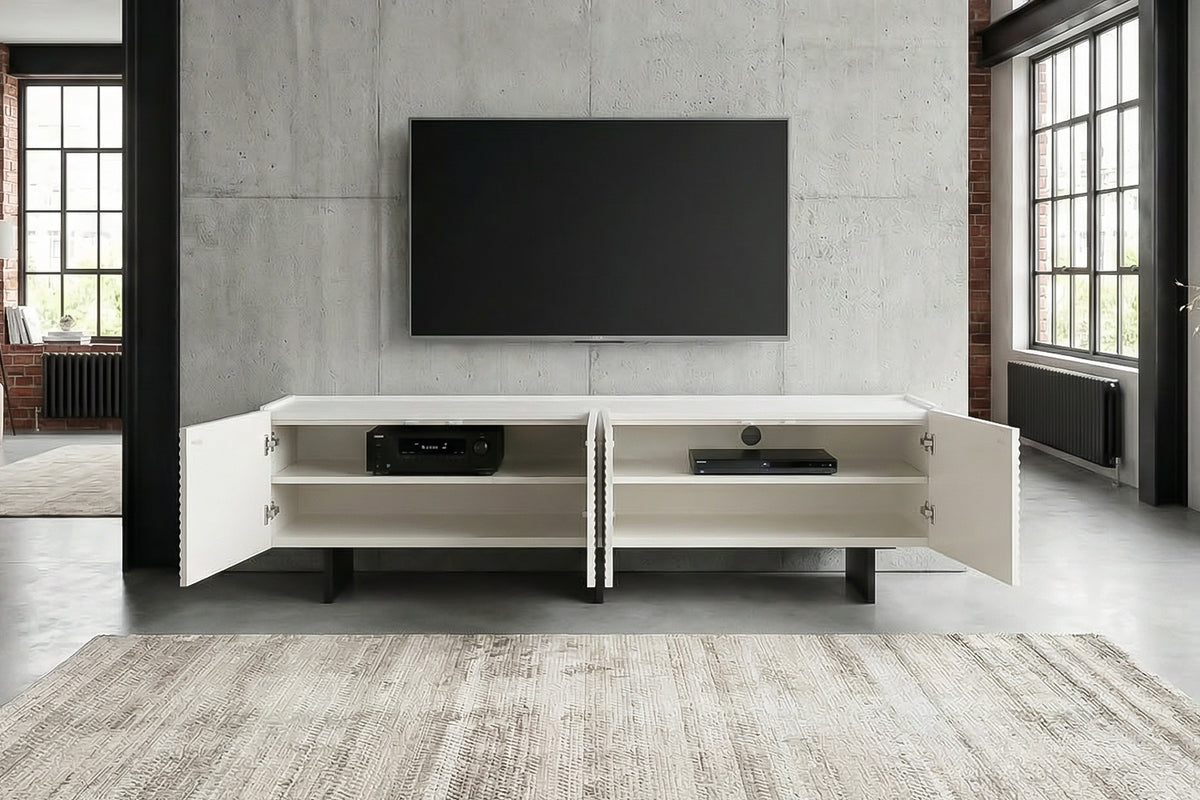 KAWOLA Lowboard LYNN TV-Board 4 Türen lackiert weiß