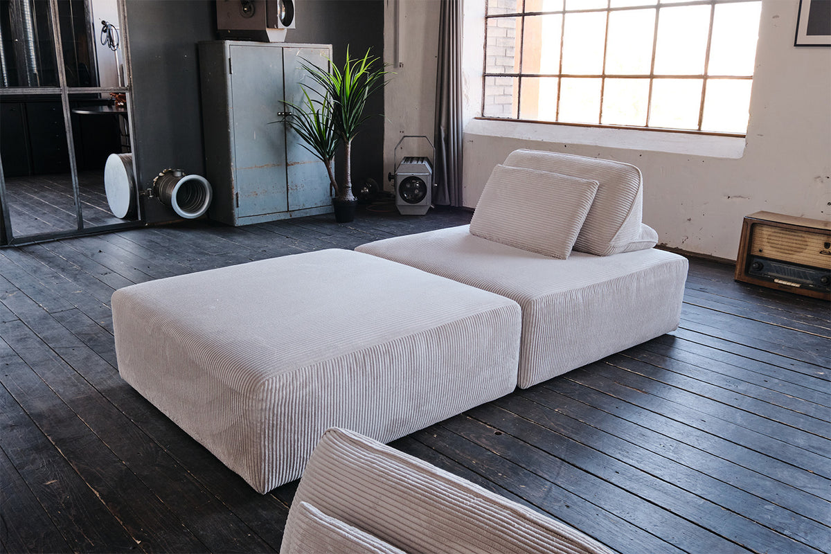 KAWOLA Modulsofa WIOLO SOFT 2 Module 2 Rückenkissen Cord hellgrau