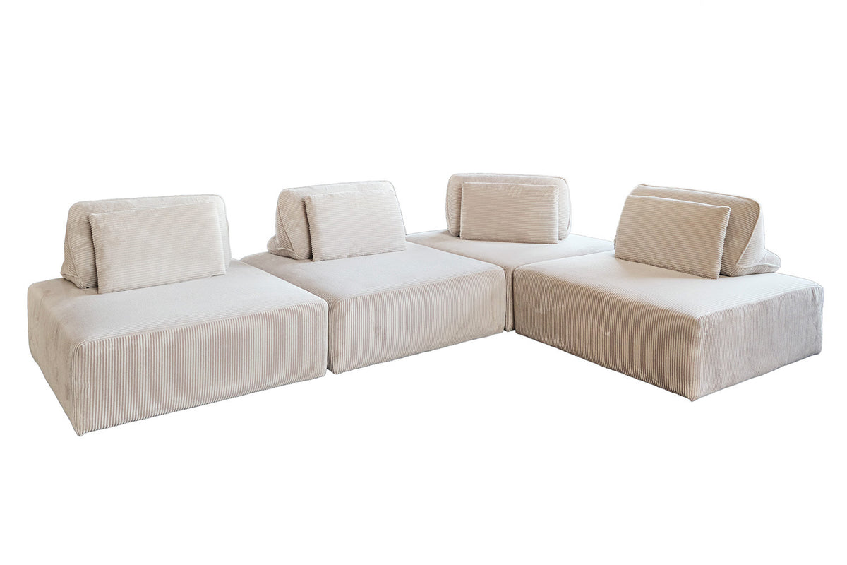 KAWOLA Modulsofa WIOLO SOFT 4 Module 4 Rückenkissen Cord cremeweiß