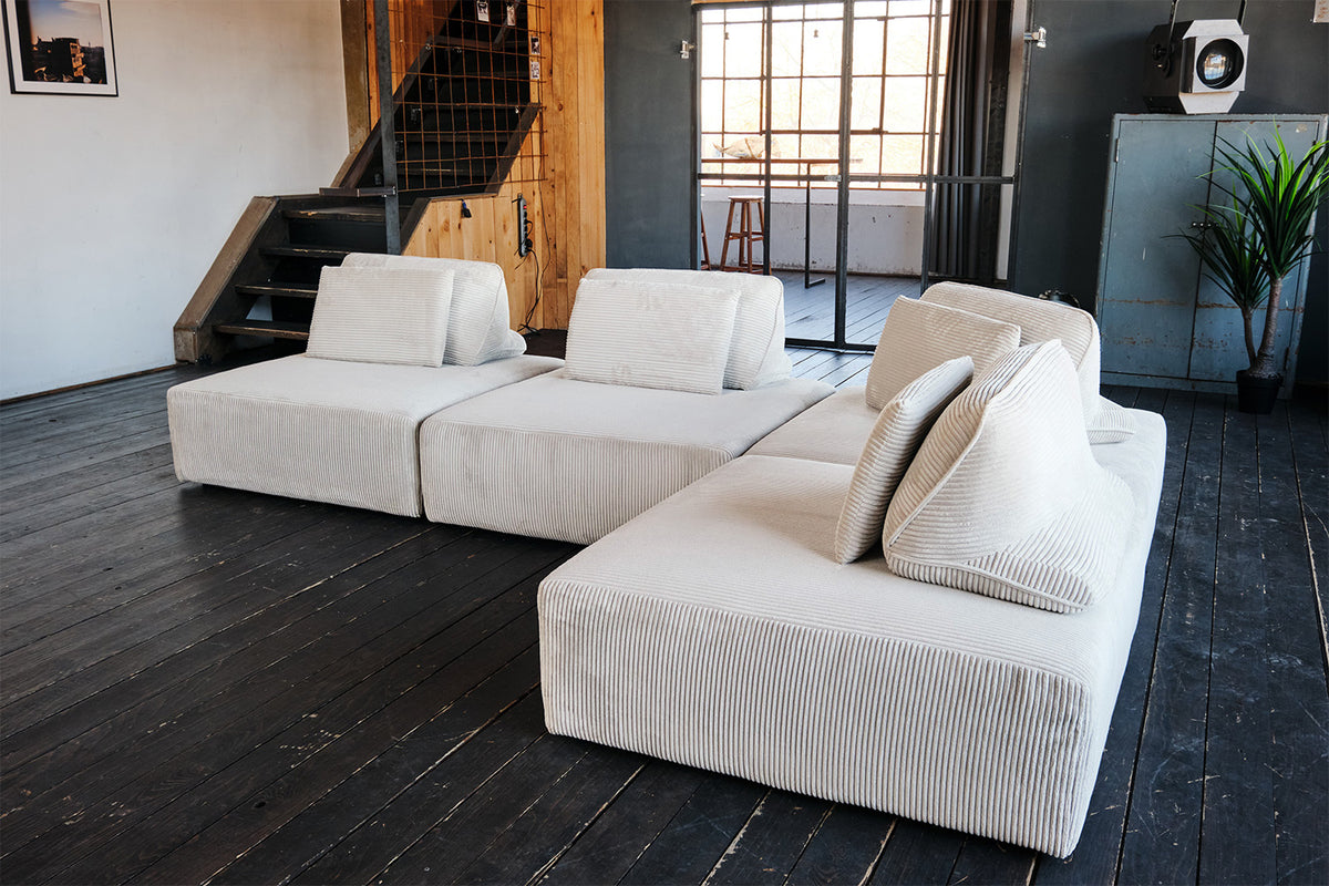 KAWOLA Modulsofa WIOLO SOFT 4 Module 4 Rückenkissen Cord cremeweiß