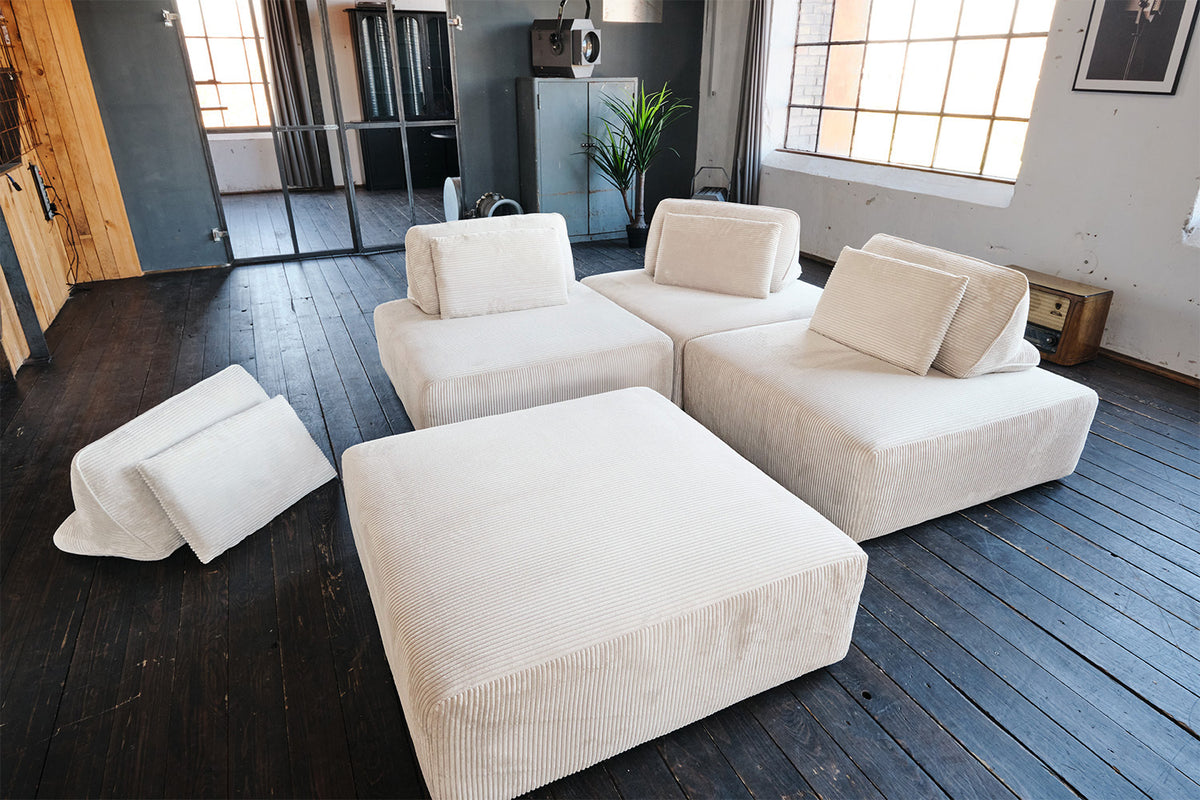 KAWOLA Modulsofa WIOLO SOFT 4 Module 4 Rückenkissen Cord cremeweiß