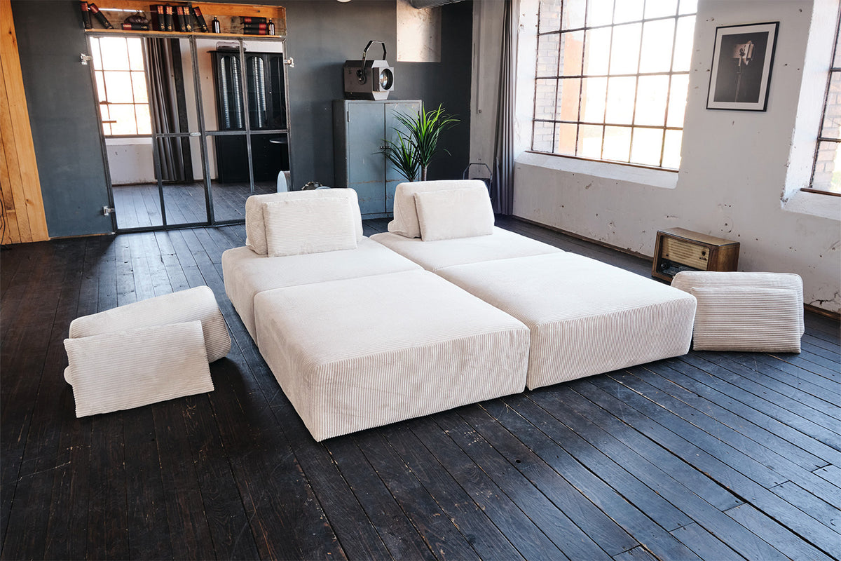 KAWOLA Modulsofa WIOLO SOFT 4 Module 4 Rückenkissen Cord cremeweiß