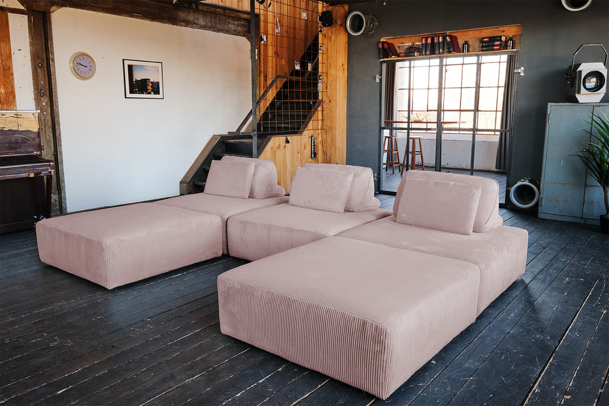 KAWOLA Modulsofa WIOLO SOFT 5 Module 5 Rückenkissen Cord rosa