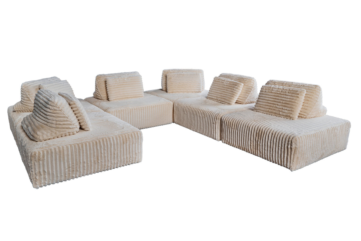 KAWOLA Modulsofa WIOLO SOFT 6 Module 6 Rückenkissen Weicher Breitcord cremeweiß
