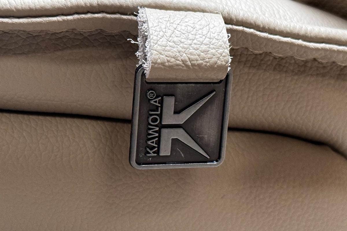 KAWOLA Relaxsessel JOSIANE Drehsessel Leder grau mit Hocker