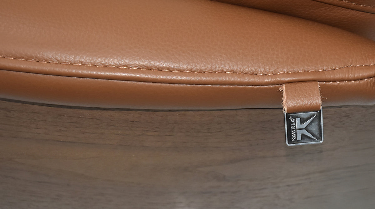 KAWOLA Relaxsessel VANITAS Drehsessel Leder braun mit Hocker