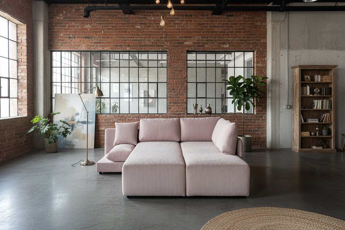 KAWOLA Schlafsofa SADIRA Ecksofa Cord taupe