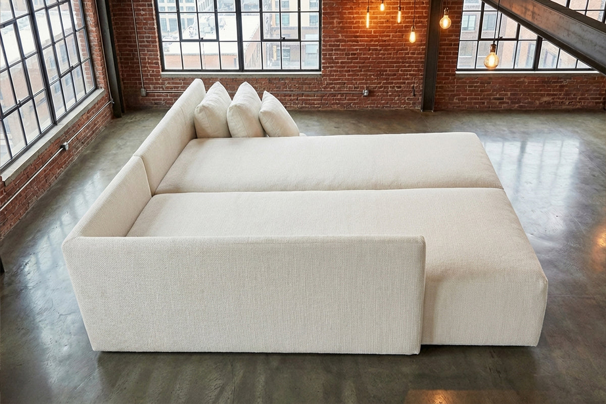 KAWOLA Schlafsofa SADIRA Ecksofa Stoff cremeweiß