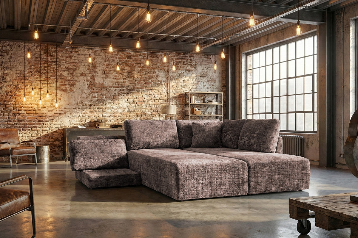 KAWOLA Schlafsofa SADIRA Ecksofa Stoff taupe