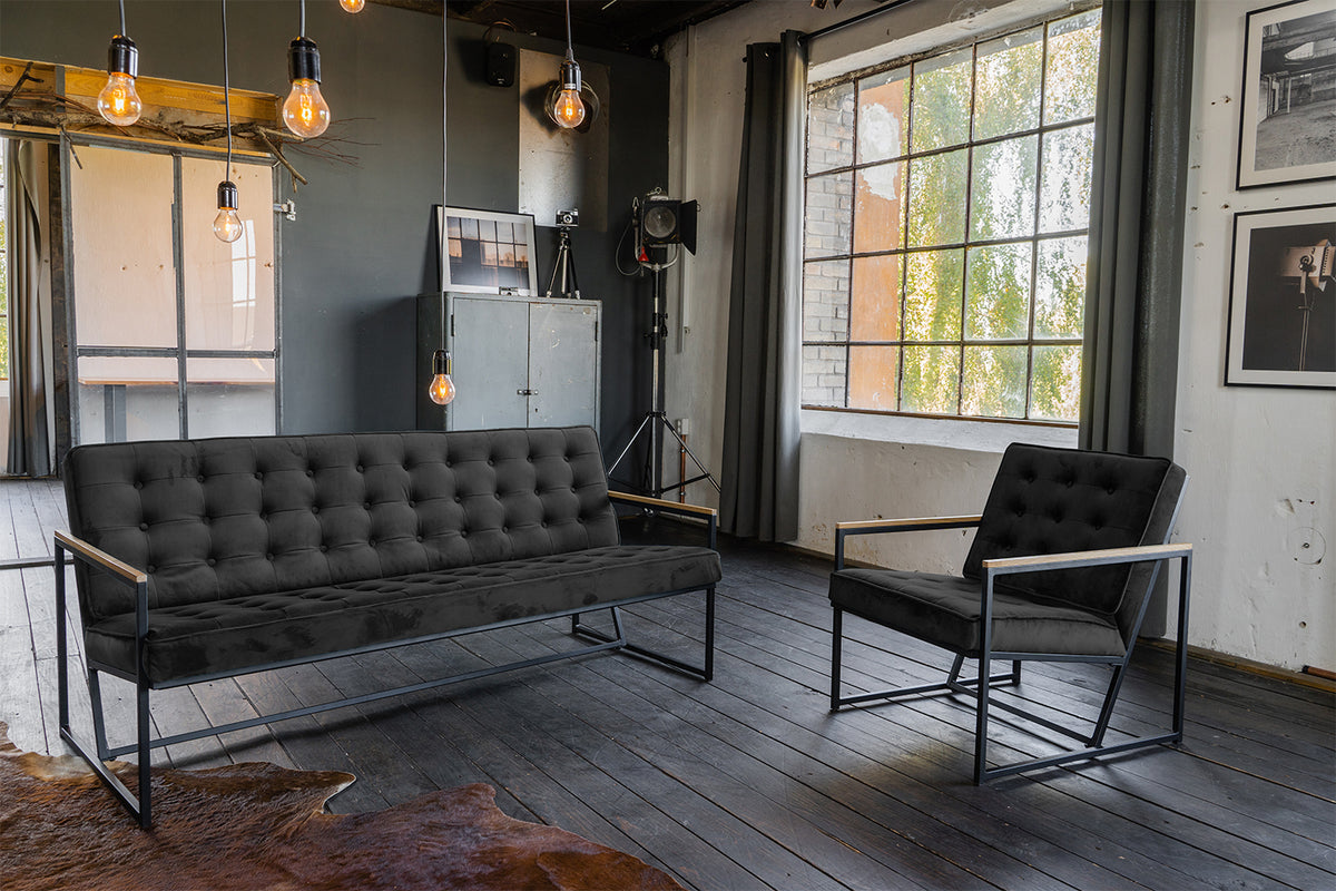KAWOLA Sessel ARLY Polstersessel Bezug Velvet schwarz