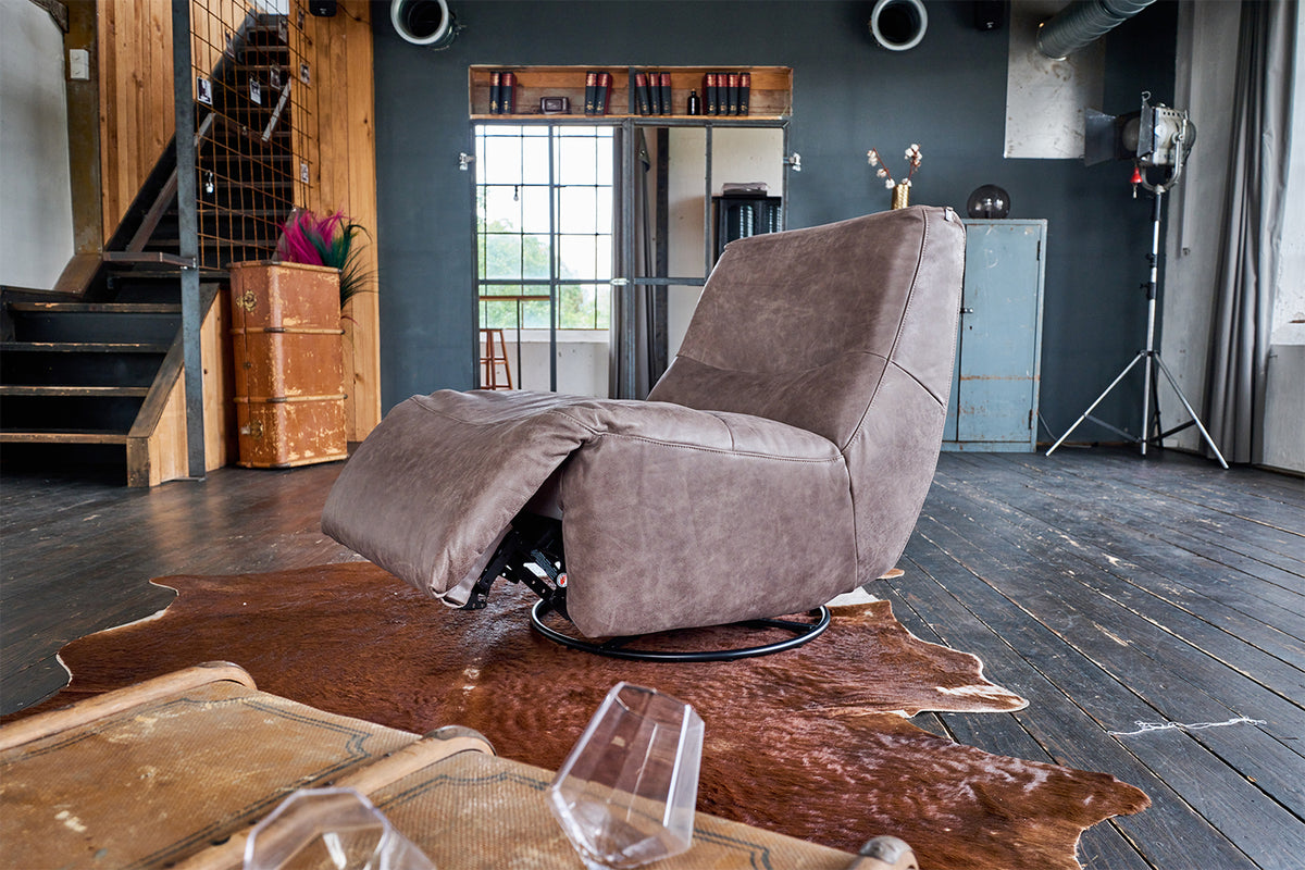KAWOLA Sessel CINE Relaxsessel elektrisch verstellbar Leder taupe