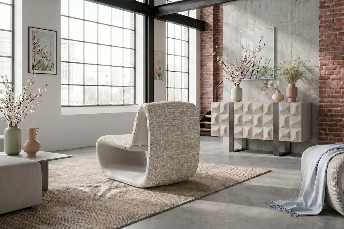 KAWOLA Sessel HAZEL Loungesessel Stoff / Kunstleder grau