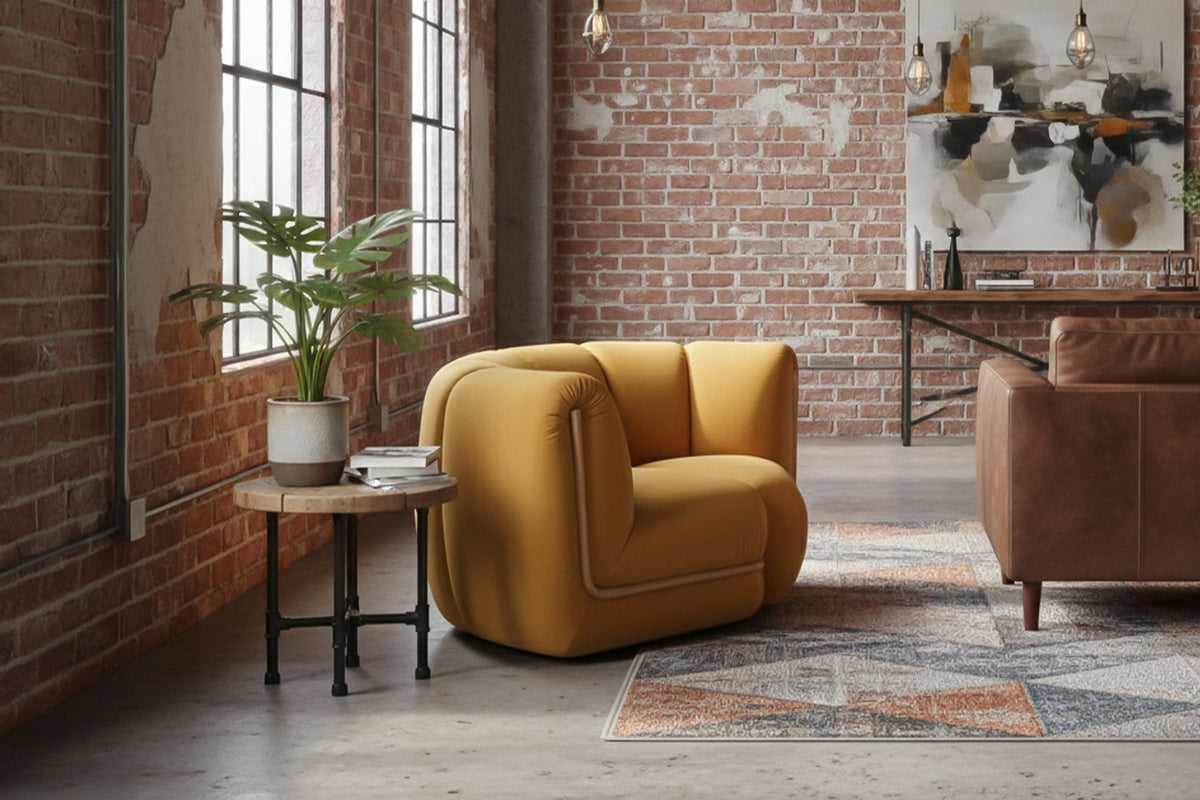 KAWOLA Sessel LAYLA Eckelement Velvet gelb