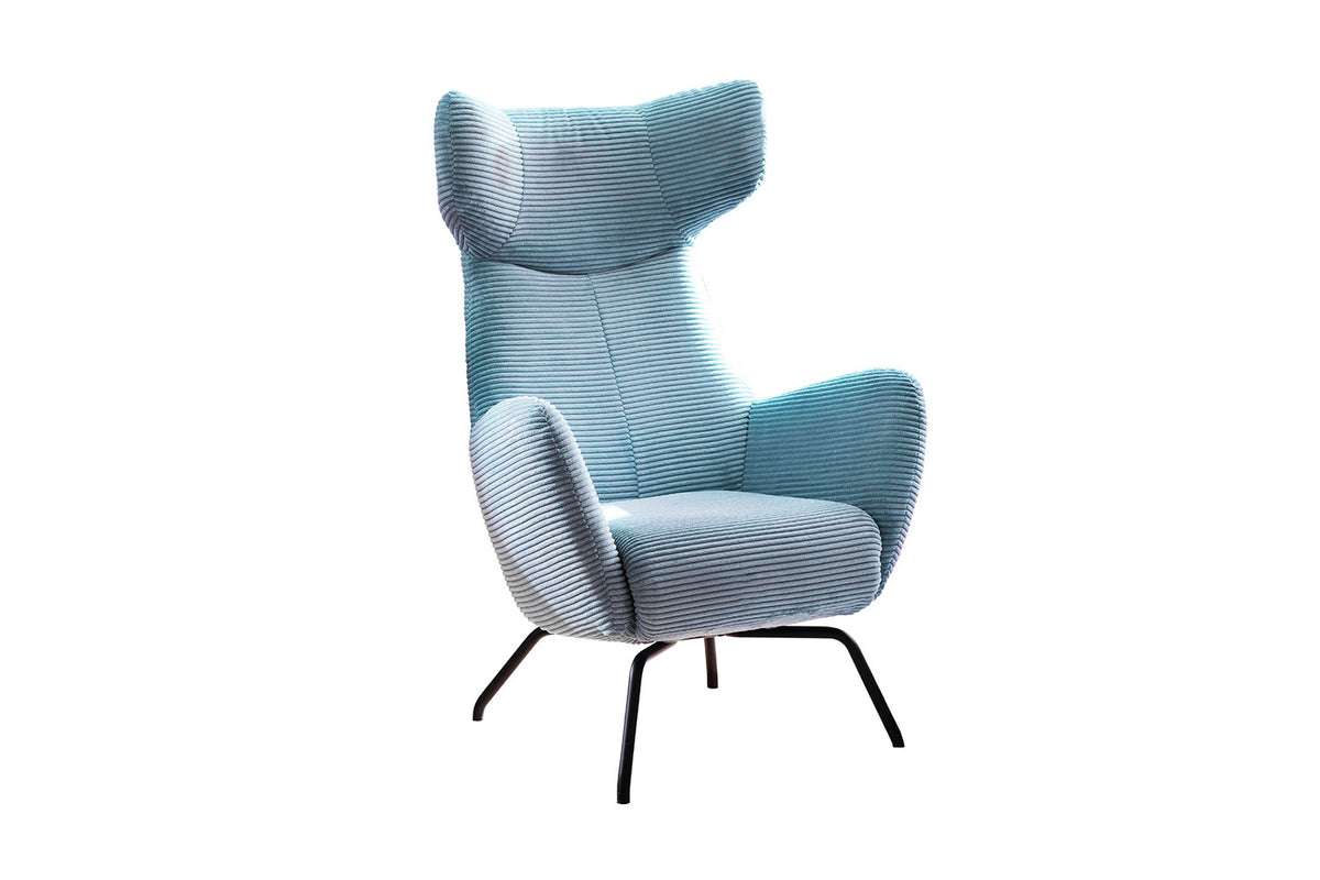 KAWOLA Sessel LOTTE Ohrensessel Cord hellblau
