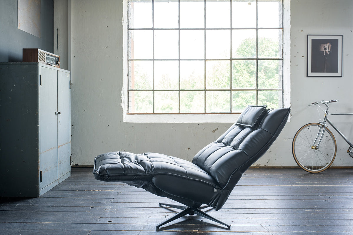 KAWOLA Sessel MIKO Relaxsessel drehbar Leder schwarz