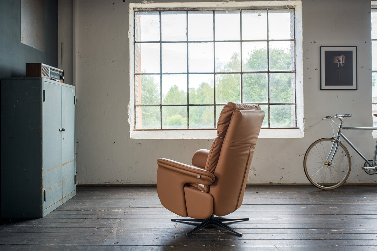 KAWOLA Sessel NAMA Relaxsessel drehbar Leder braun