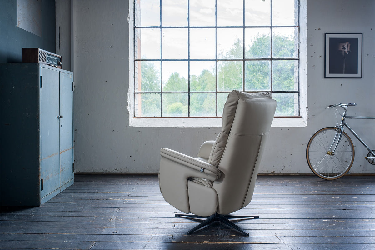 KAWOLA Sessel NAMA Relaxsessel drehbar Leder grau