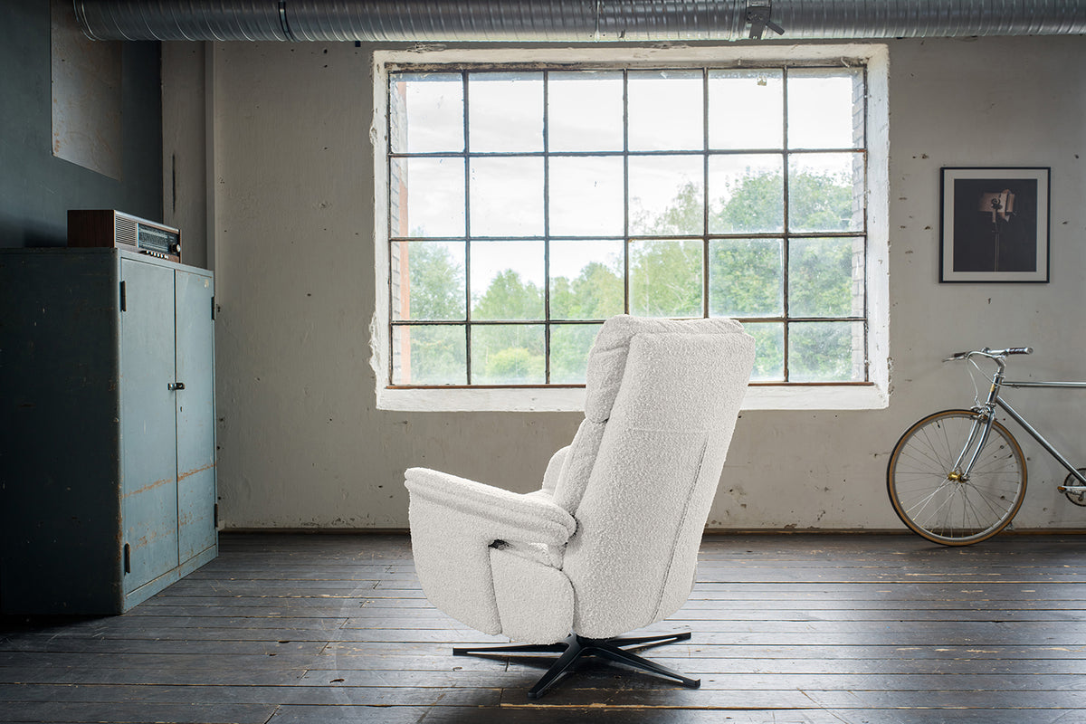 KAWOLA Sessel NAMA Relaxsessel drehbar Stoff hellgrau