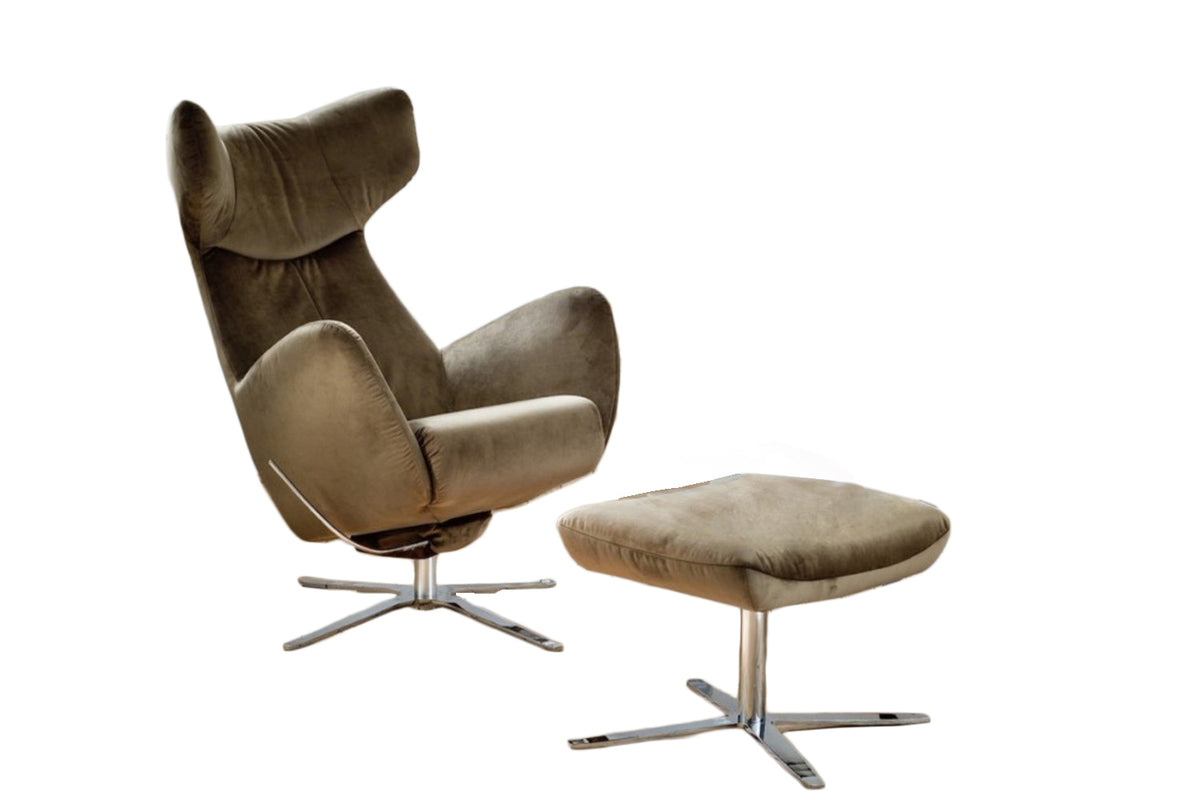 KAWOLA Sessel RANDY Drehsessel Velvet olivgrün